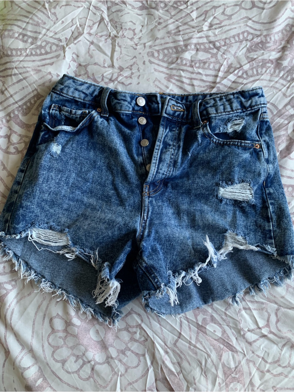 wild fable Dark Blue Distressed Denim Crop Shorts